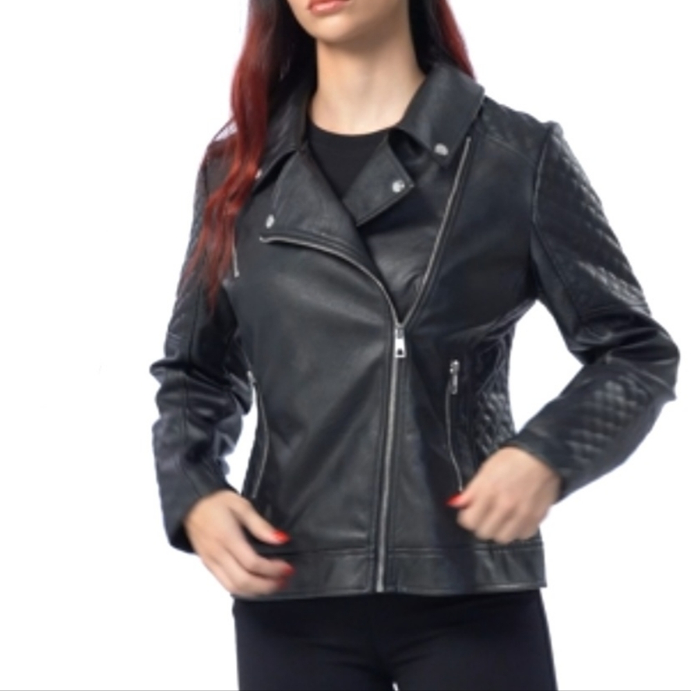 NWT Faux Leather Jacket w/Silver Hardware & Zippered Pockets